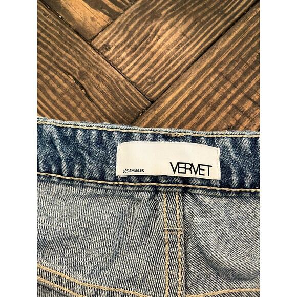 Vervet Color block Denim Cut Off Jean Shorts Women Large Fringe Western Summer - Picture 2 of 12